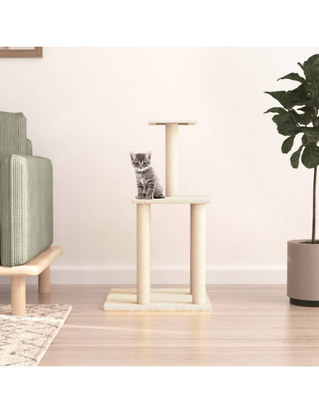 Albero per Gatti con Tiragraffi in Sisal Crema 85,5 cm