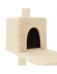 Albero per Gatti con Tiragraffi in Sisal Crema 95 cm