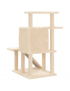 Albero per Gatti con Tiragraffi in Sisal Crema 97 cm