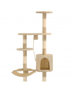 Albero per Gatti con Tiragraffi in Sisal da Parete 194 cm Beige