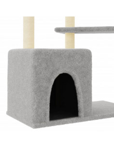 Albero per Gatti con Tiragraffi in Sisal Grigio Chiaro 107,5 cm