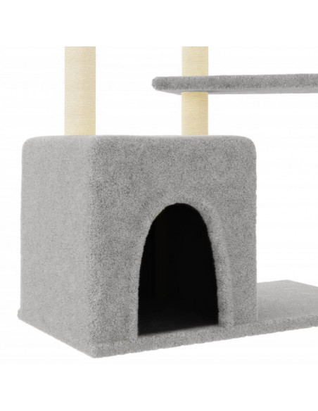 Albero per Gatti con Tiragraffi in Sisal Grigio Chiaro 107,5 cm