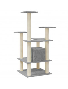 Albero per Gatti con Tiragraffi in Sisal Grigio Chiaro 110 cm