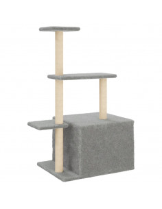 Albero per Gatti con Tiragraffi in Sisal Grigio Chiaro 110 cm