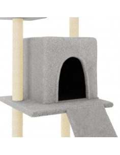 Albero per Gatti con Tiragraffi in Sisal Grigio Chiaro 110 cm