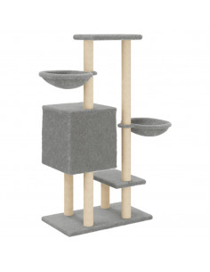 Albero per Gatti con Tiragraffi in Sisal Grigio Chiaro 117 cm