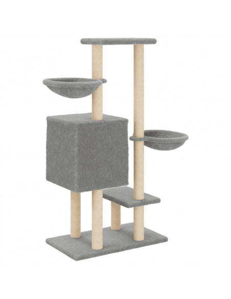 Albero per Gatti con Tiragraffi in Sisal Grigio Chiaro 117 cm
