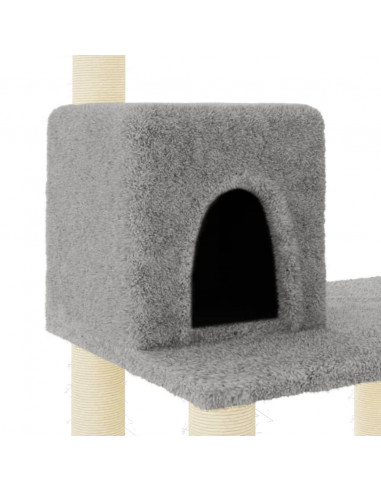 Albero per Gatti con Tiragraffi in Sisal Grigio Chiaro 118,5 cm