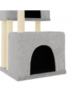 Albero per Gatti con Tiragraffi in Sisal Grigio Chiaro 122 cm