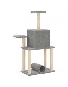 Albero per Gatti con Tiragraffi in Sisal Grigio Chiaro 122 cm