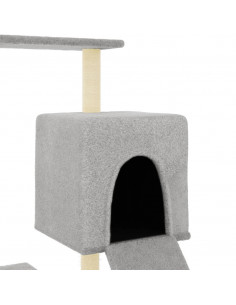 Albero per Gatti con Tiragraffi in Sisal Grigio Chiaro 130,5 cm