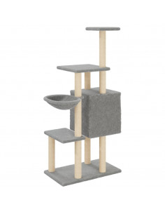 Albero per Gatti con Tiragraffi in Sisal Grigio Chiaro 131 cm