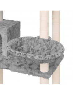 Albero per Gatti con Tiragraffi in Sisal Grigio Chiaro 131 cm