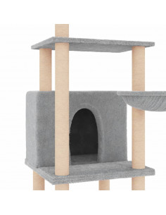 Albero per Gatti con Tiragraffi in Sisal Grigio Chiaro 132 cm