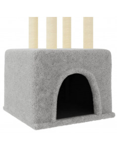 Albero per Gatti con Tiragraffi in Sisal Grigio Chiaro 133,5 cm