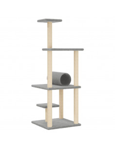 Albero per Gatti con Tiragraffi in Sisal Grigio Chiaro 136 cm