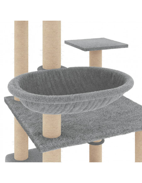 Albero per Gatti con Tiragraffi in Sisal Grigio Chiaro 141 cm