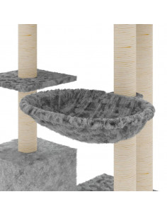 Albero per Gatti con Tiragraffi in Sisal Grigio Chiaro 142 cm