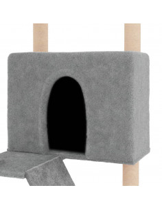 Albero per Gatti con Tiragraffi in Sisal Grigio Chiaro 143 cm