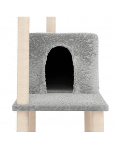 Albero per Gatti con Tiragraffi in Sisal Grigio Chiaro 144,5 cm