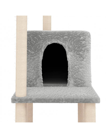 Albero per Gatti con Tiragraffi in Sisal Grigio Chiaro 144,5 cm