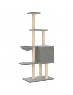Albero per Gatti con Tiragraffi in Sisal Grigio Chiaro 145 cm