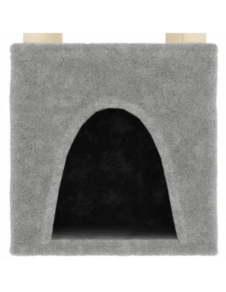 Albero per Gatti con Tiragraffi in Sisal Grigio Chiaro 147 cm