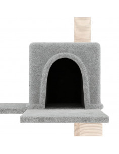 Albero per Gatti con Tiragraffi in Sisal Grigio Chiaro 153 cm
