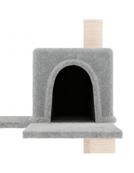 Albero per Gatti con Tiragraffi in Sisal Grigio Chiaro 153 cm