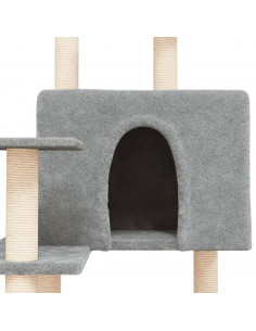 Albero per Gatti con Tiragraffi in Sisal Grigio Chiaro 153 cm