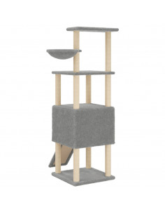 Albero per Gatti con Tiragraffi in Sisal Grigio Chiaro 153 cm