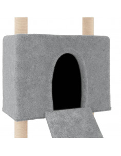 Albero per Gatti con Tiragraffi in Sisal Grigio Chiaro 153 cm