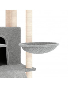 Albero per Gatti con Tiragraffi in Sisal Grigio Chiaro 154 cm