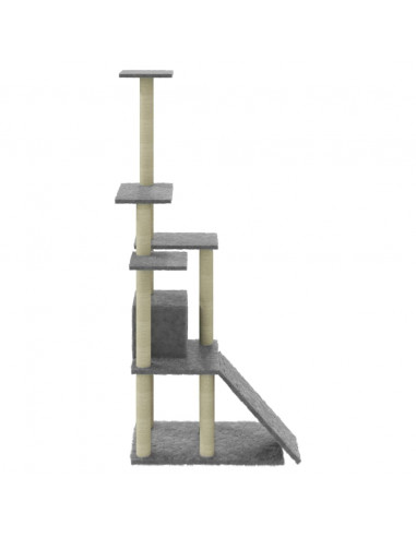 Albero per Gatti con Tiragraffi in Sisal Grigio Chiaro 155 cm
