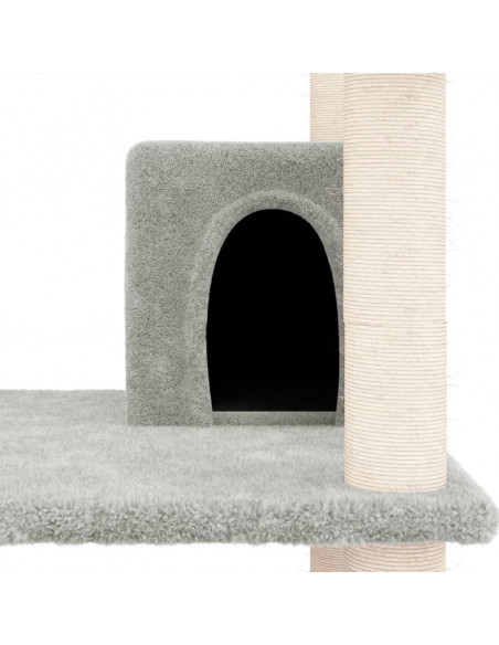 Albero per Gatti con Tiragraffi in Sisal Grigio Chiaro 162 cm