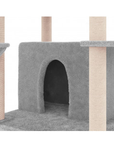 Albero per Gatti con Tiragraffi in Sisal Grigio Chiaro 166 cm