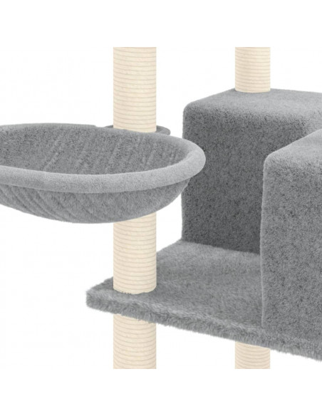Albero per Gatti con Tiragraffi in Sisal Grigio Chiaro 167 cm
