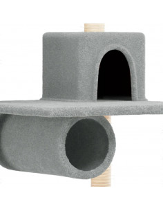 Albero per Gatti con Tiragraffi in Sisal Grigio Chiaro 168 cm