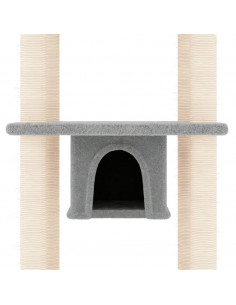 Albero per Gatti con Tiragraffi in Sisal Grigio Chiaro 169 cm