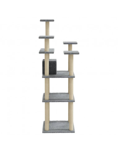 Albero per Gatti con Tiragraffi in Sisal Grigio Chiaro 171 cm