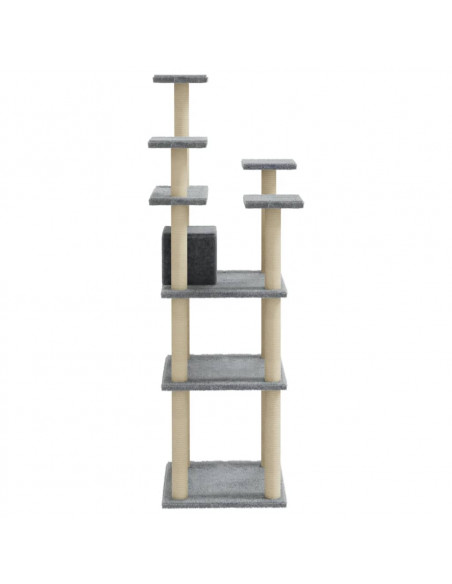 Albero per Gatti con Tiragraffi in Sisal Grigio Chiaro 171 cm