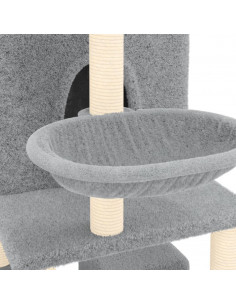 Albero per Gatti con Tiragraffi in Sisal Grigio Chiaro 180 cm