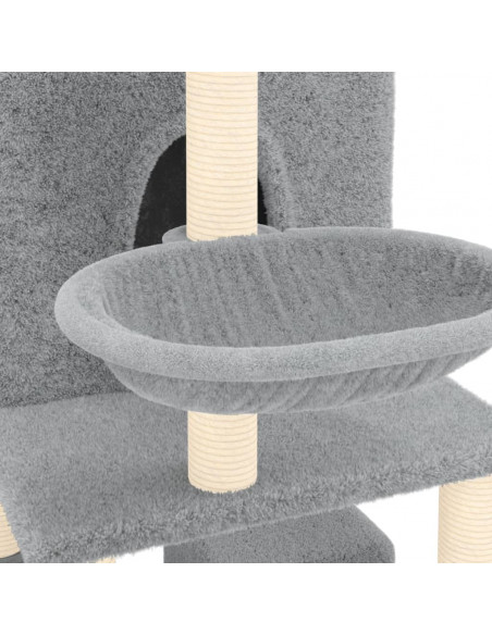 Albero per Gatti con Tiragraffi in Sisal Grigio Chiaro 180 cm