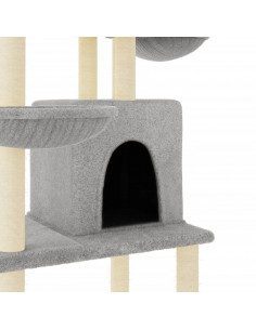 Albero per Gatti con Tiragraffi in Sisal Grigio Chiaro 180 cm