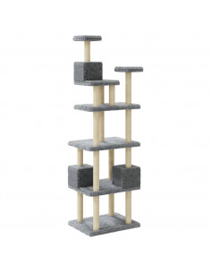 Albero per Gatti con Tiragraffi in Sisal Grigio Chiaro 188 cm