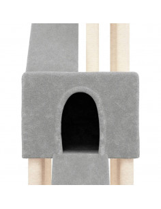 Albero per Gatti con Tiragraffi in Sisal Grigio Chiaro 190 cm