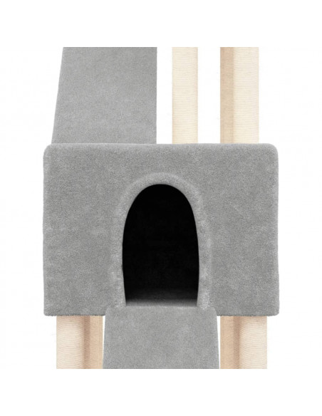 Albero per Gatti con Tiragraffi in Sisal Grigio Chiaro 190 cm