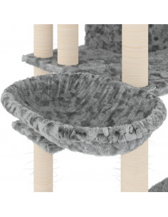 Albero per Gatti con Tiragraffi in Sisal Grigio Chiaro 191 cm