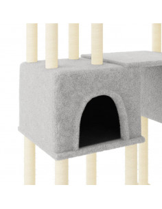 Albero per Gatti con Tiragraffi in Sisal Grigio Chiaro 199 cm