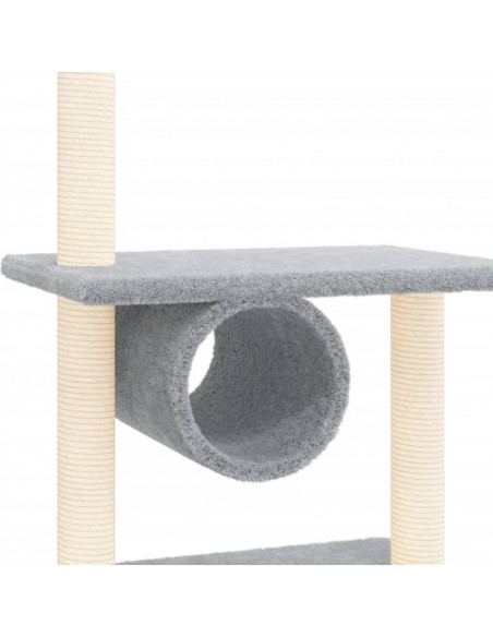 Albero per Gatti con Tiragraffi in Sisal Grigio Chiaro 279 cm